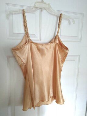 Studio 1940 champagne gold satin camisole w/ flat delicate braided straps